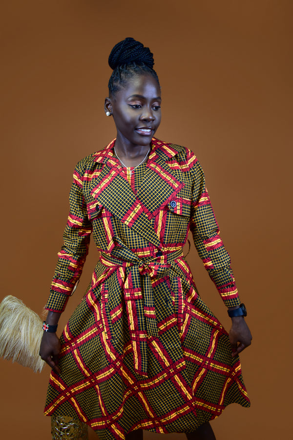OMONIYI African Print Women's Trench Coat